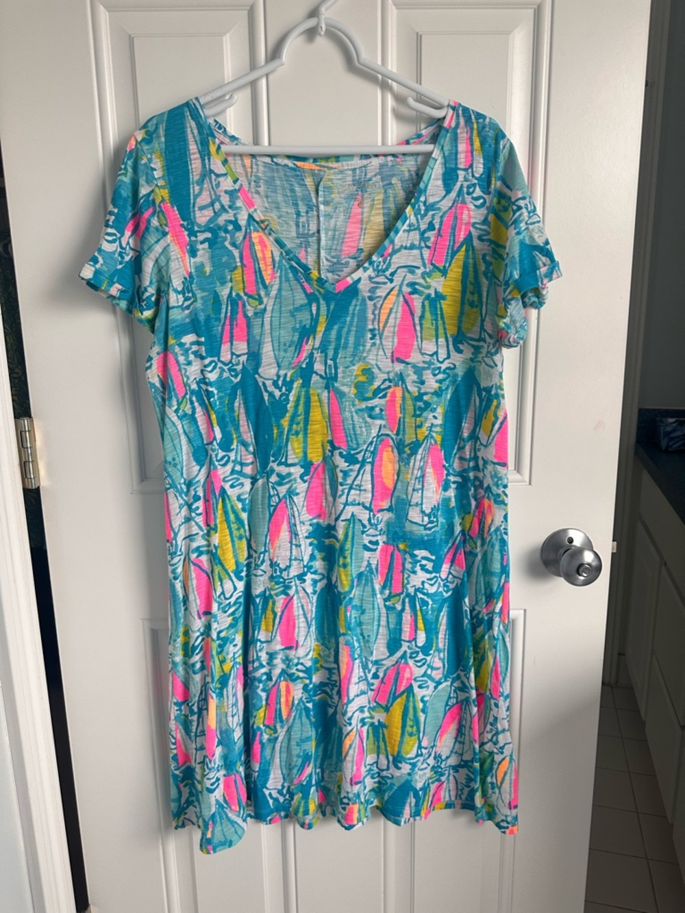 Lilly Pulitzer Turquoise Multi-Color V-Neck Shift Dress